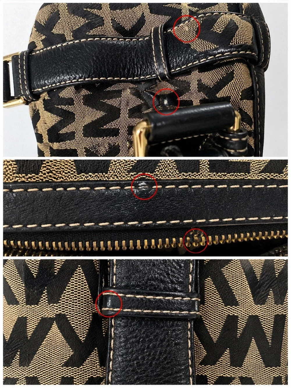 Michael Kors Grayson Signature Logo Jacquard Satchel 🖤 Leather Gold Hardware